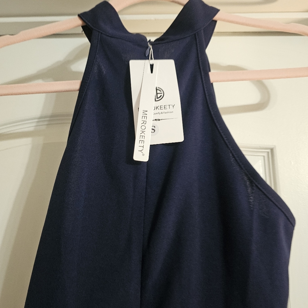 MEROKEETY WOMEN'S party dress navy blue